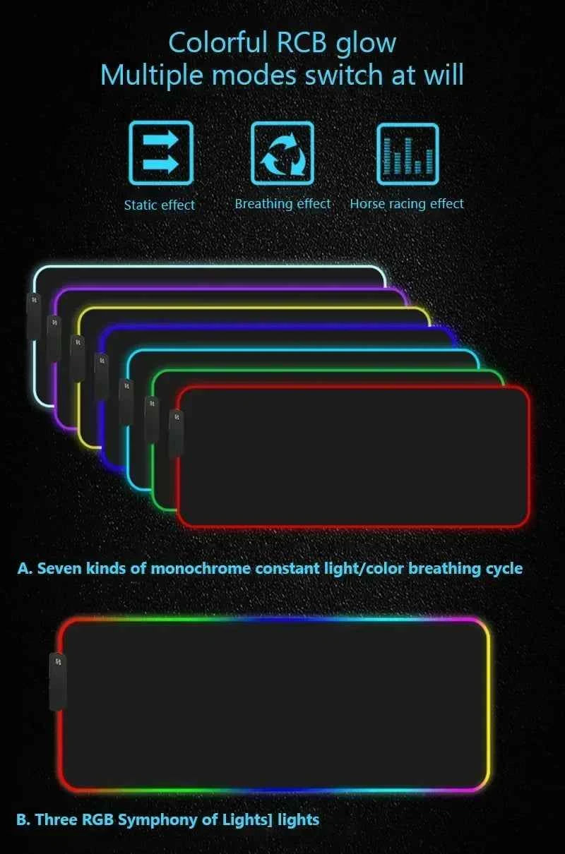 RGB Extended Hexagon Gaming Mouse Pad Rug Desk Mat Computer Accessories Anti-skid Offices Geometric Mousepad Luminous Game Mats
