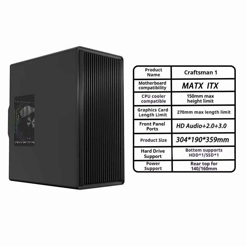 Craftsman3 Mini Pc Case Walnut Side Transparent Front Dustproof Mesh Graphics Card 270mm Cpu150mm Gaming Desktop Console Case