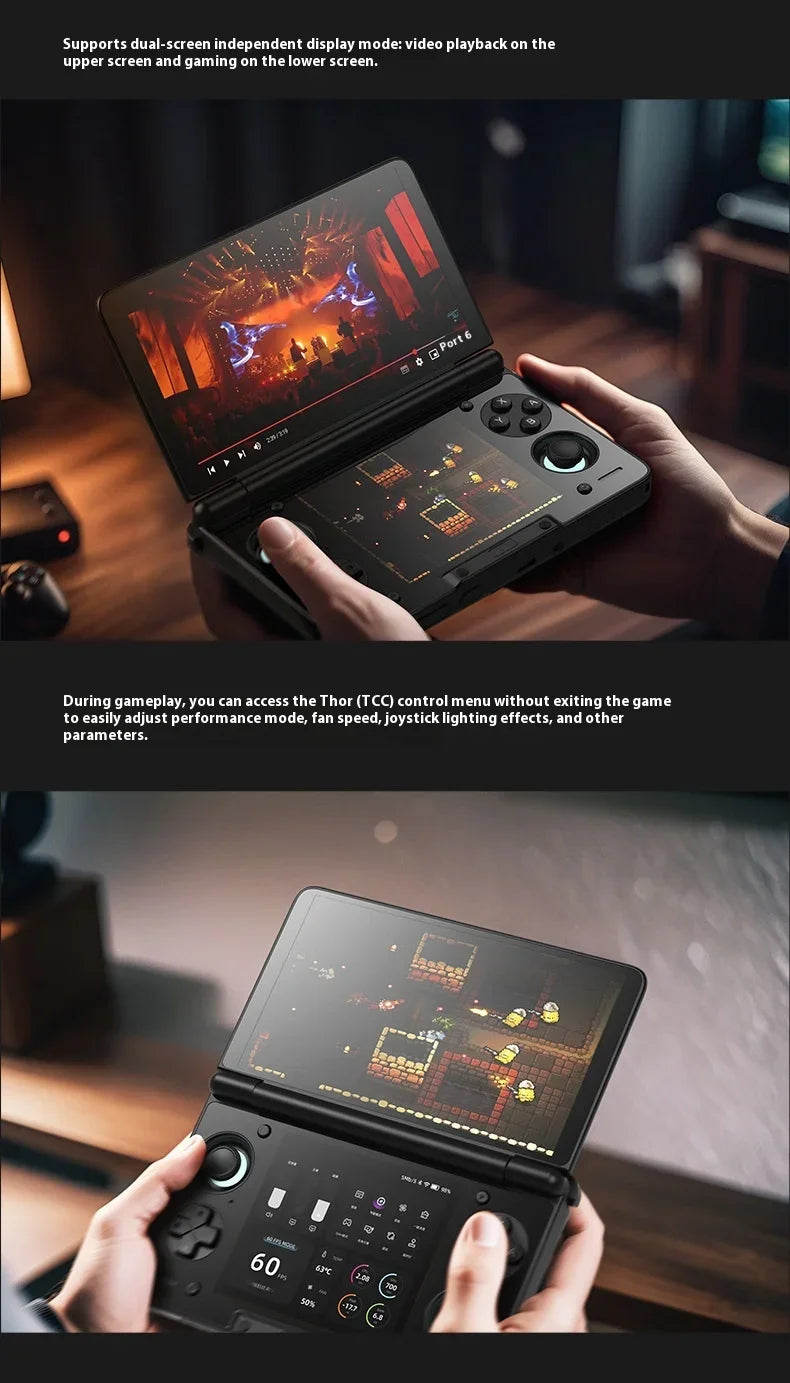 In Stock AYN Thor 6'' OLED Dual Screen Gaming Handheld Qualcomm Snapdragon CPU Android13 6000mAh Battery Hall Stick Game Console