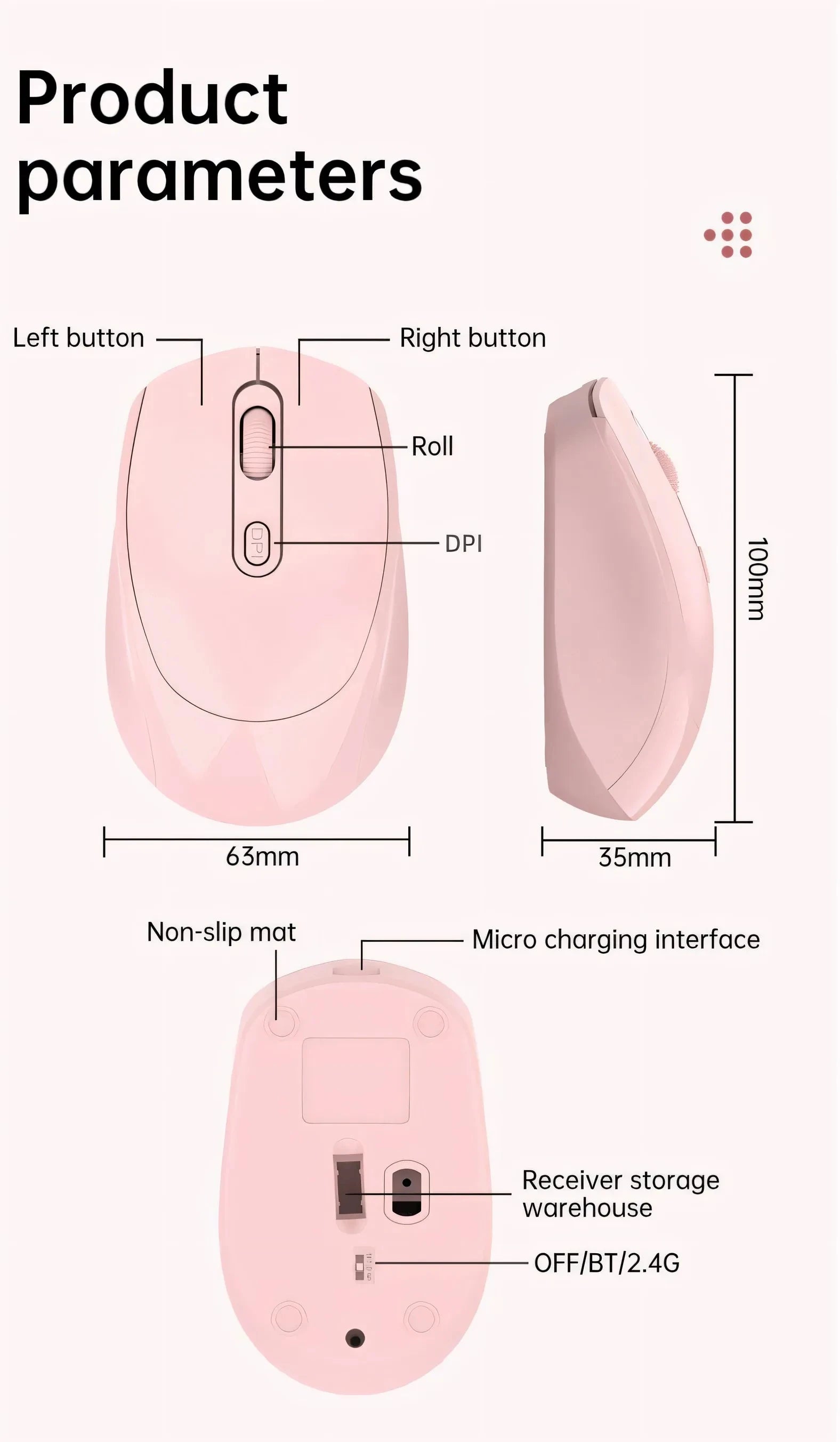 Wireless Silent Mouse Bluetooth-compatible 2.4G Dual Mode Rechargeable Optical Mouse 1600 DPI For MacBook Laptop PC Game Office