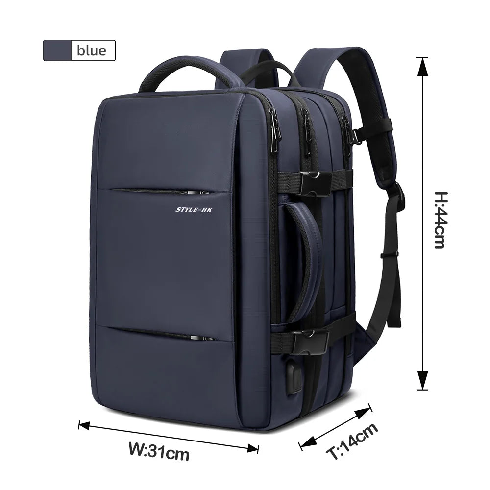 Heroic Knight Travel Laptop Backpack 15.6 Inch – Expandable Waterproof Business Backpack for Men, USB Charging Port, Large Capacity School & Work Bag