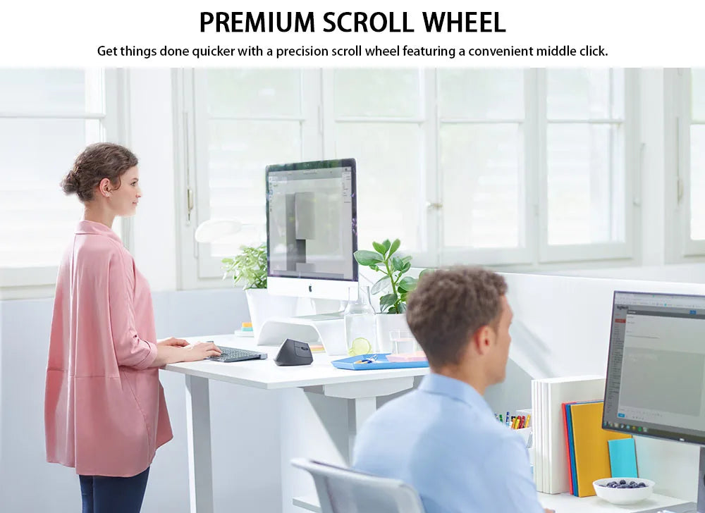 Logitech MX Vertical Wireless Mouse – Ergonomic Design Reduces Muscle Strain, Move Content Between 3 Windows and Apple Computer