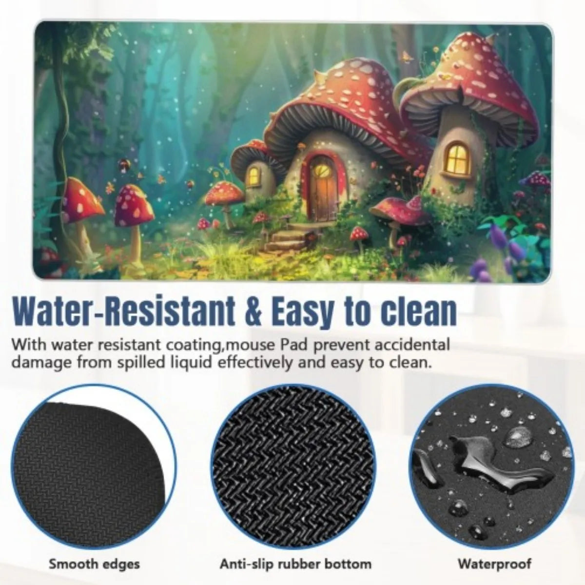 Square Mouse Pad Large Rubber Desk Pad Thick Non Slip Durable Printed Mat for Office Home Workspace