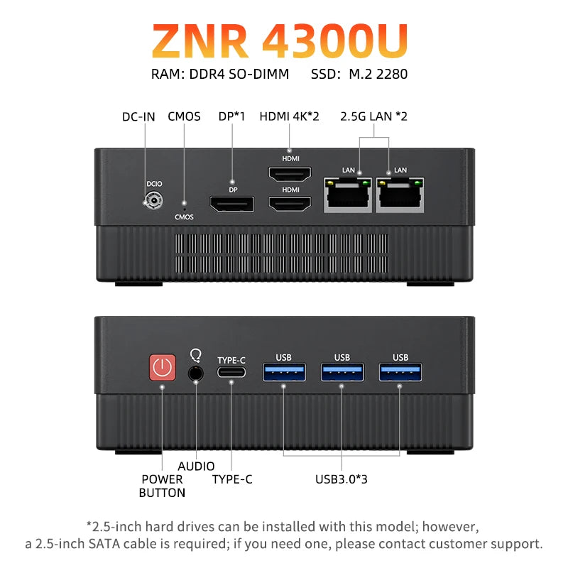 TexHoo AMD R7 6800H 6600H 6600U 7530U 5800H  4800H 4500U Mini PC  DDR5 NVMe SSD WiFi 6  BT5.2 HDMI DP  Dual LAN Desktop computer - WinSupport Tech