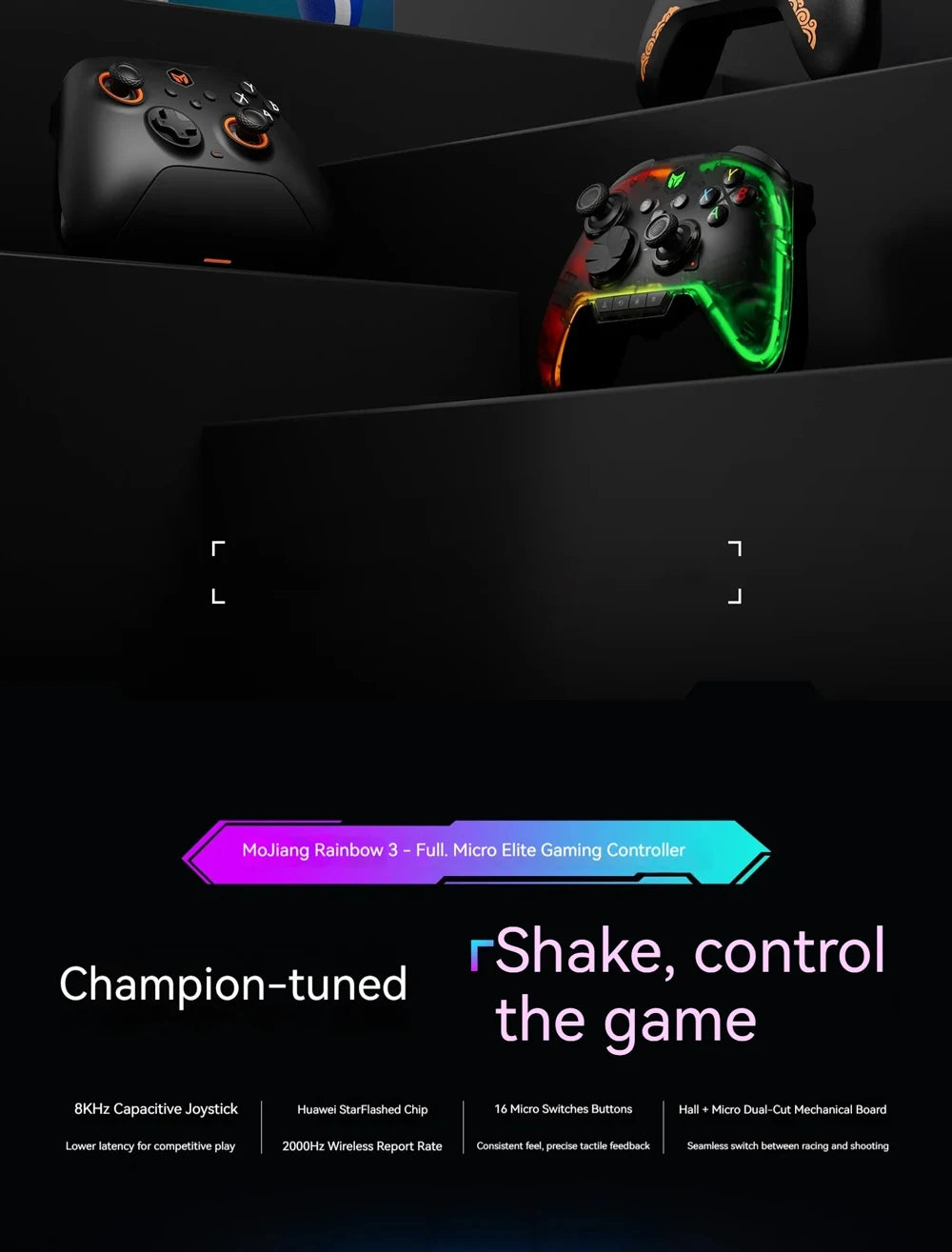 BIGBIG WON Rainbow3 Wireless Game Controllers NearLink 2.4G Hall Joystick Micro Motion Button RGB Gamepad for PC/Switch/Switch2