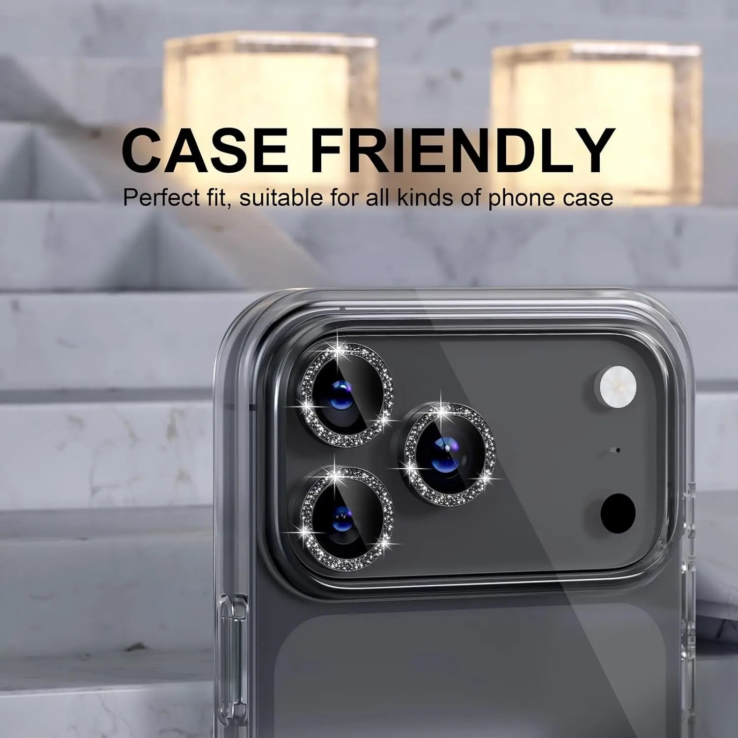 Bling Glitter Diamond Metal Frame Camera Protector For IPhone 17 Pro Max Air 17Pro Alloy Lens Tempered Glass Film Ring Cover Cap
