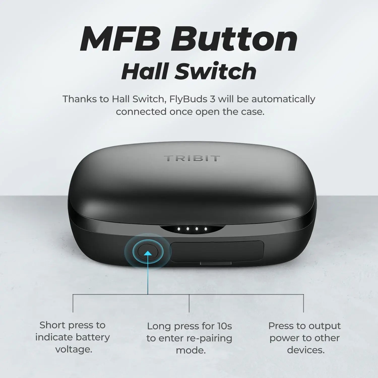 Tribit FlyBuds 3 TWS Bluetooth Earphones IPX8 Waterproof Wireless Headphones with Touch Control Built-in Mic 110-Hour Playtime