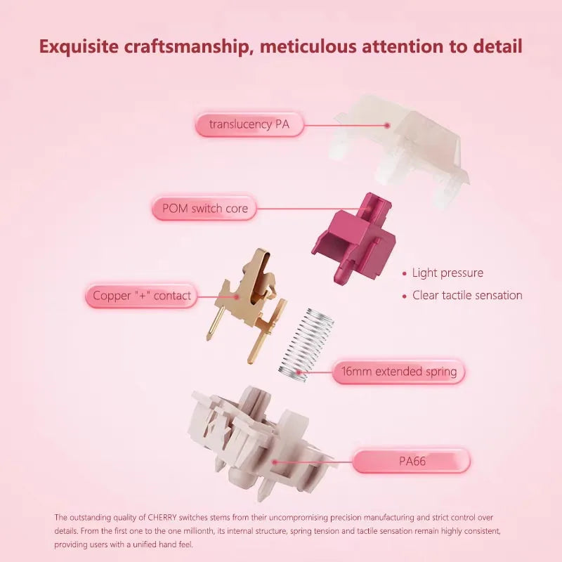 CHERRY MX PETAL Switch 5 Pin 30g Light Pressure Tactile Fine Lubrication Rustling Sound Mechanical Keyboard Hot Swap Switches