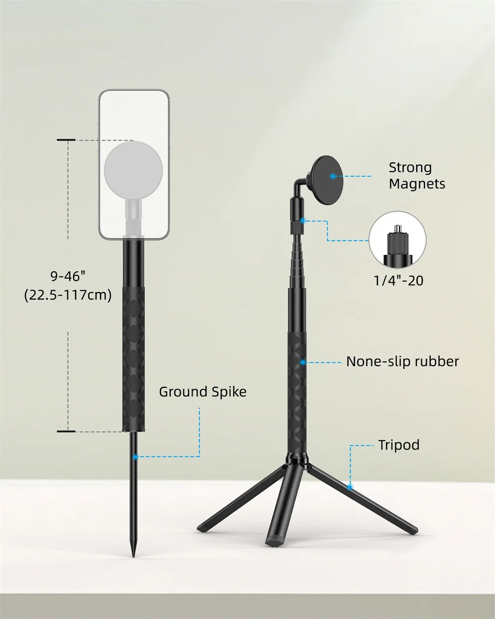 Golf BallHead Mobile Phone Magnetic Stand Outdoor Swing Fishing Insertion Photography Selfie Stick Hand Tools for Magsafe iPhone