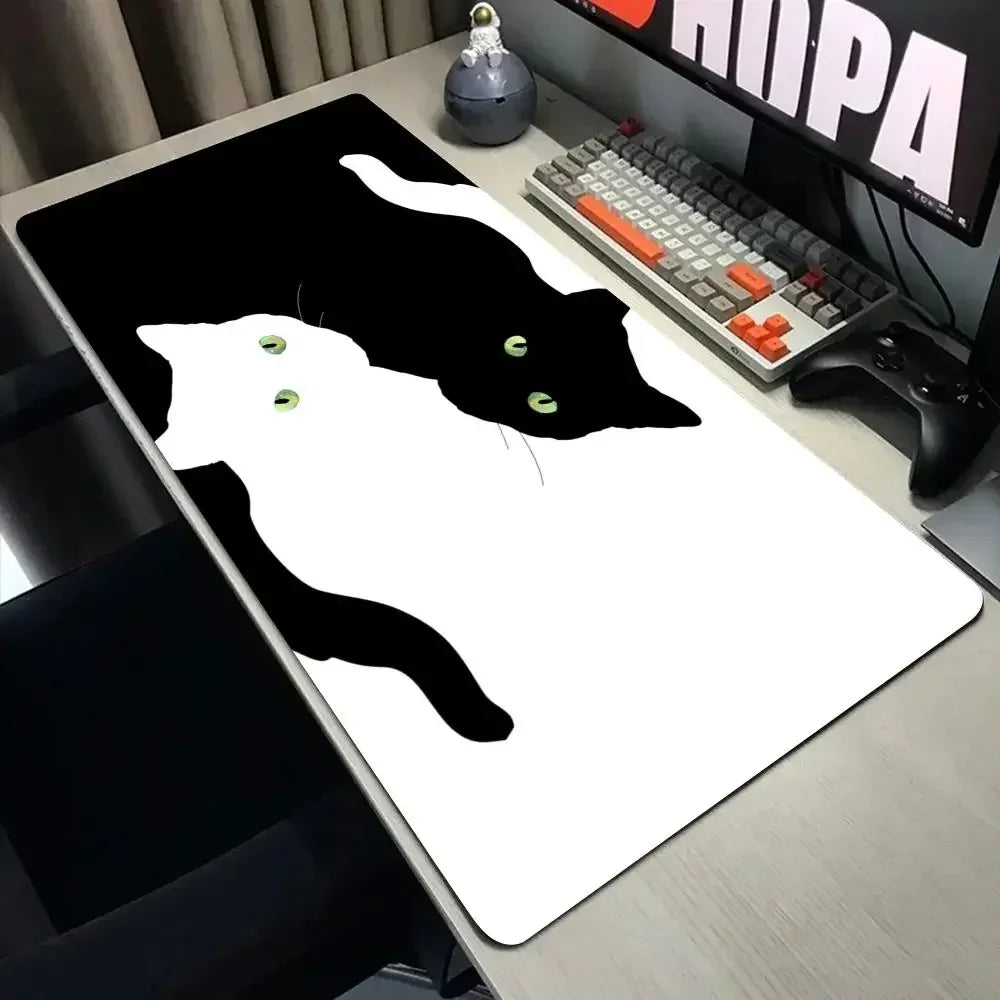 Funny black cat Mouse Pads Cute Cat Computer XXL Mausepad Company Desk Pad Large Kawaii Cushion Office Accessories Rug 300X600