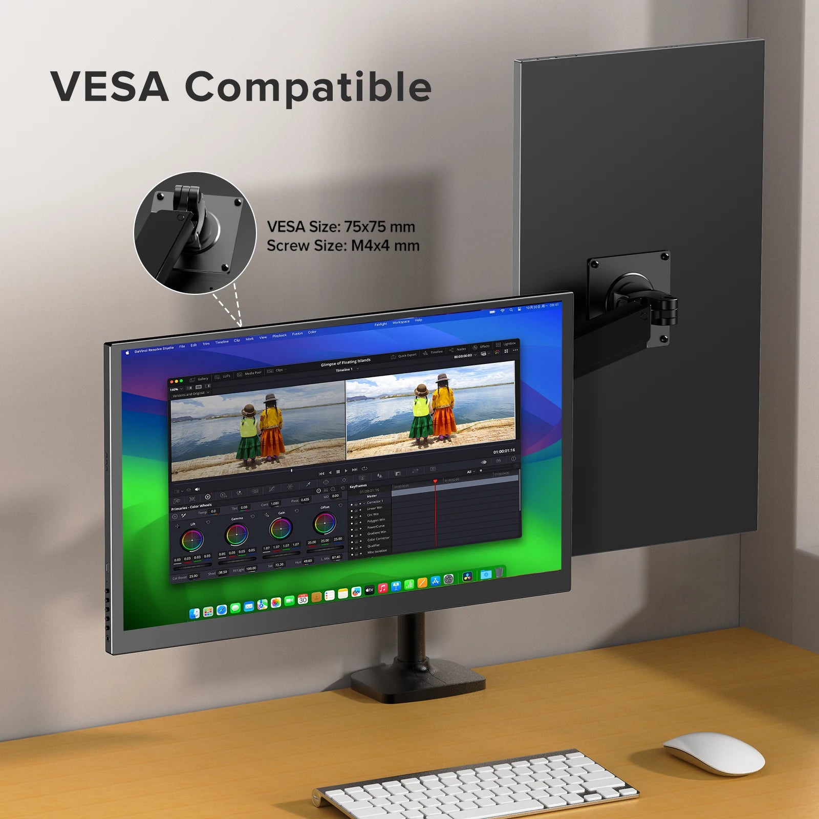 UPERFECT 4K Portable Monitor 18.4' 3840 X 2160 UHD USB-C HDMI FreeSync HDR External Computer Display with Speakers Cover VESA
