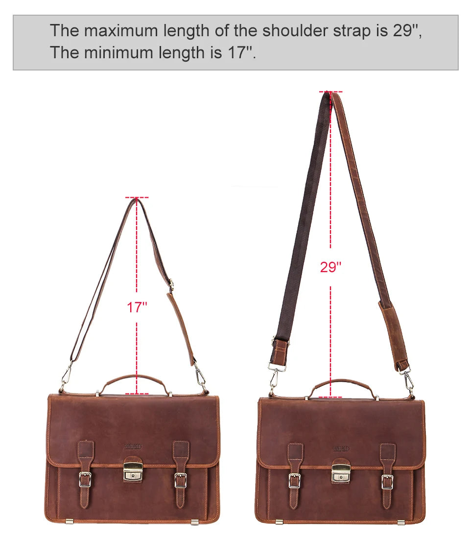 CONTACT'S Genuine Leather Business Bags for Men High Quality Briefcase Office Bag Male Tote Laptop Bags Portfolio Bag Document