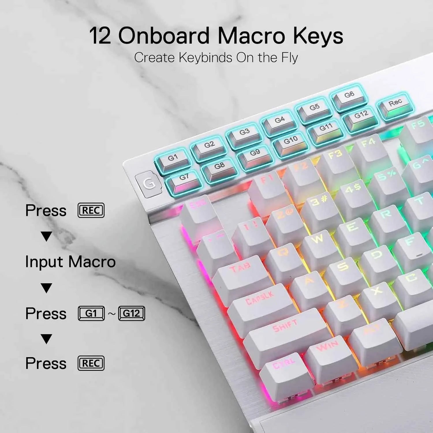 Redragon K550 RGB Gaming 104 Keys + 12 Macro G Keys Wired Mechanical & Wrist Rest Keyboard
