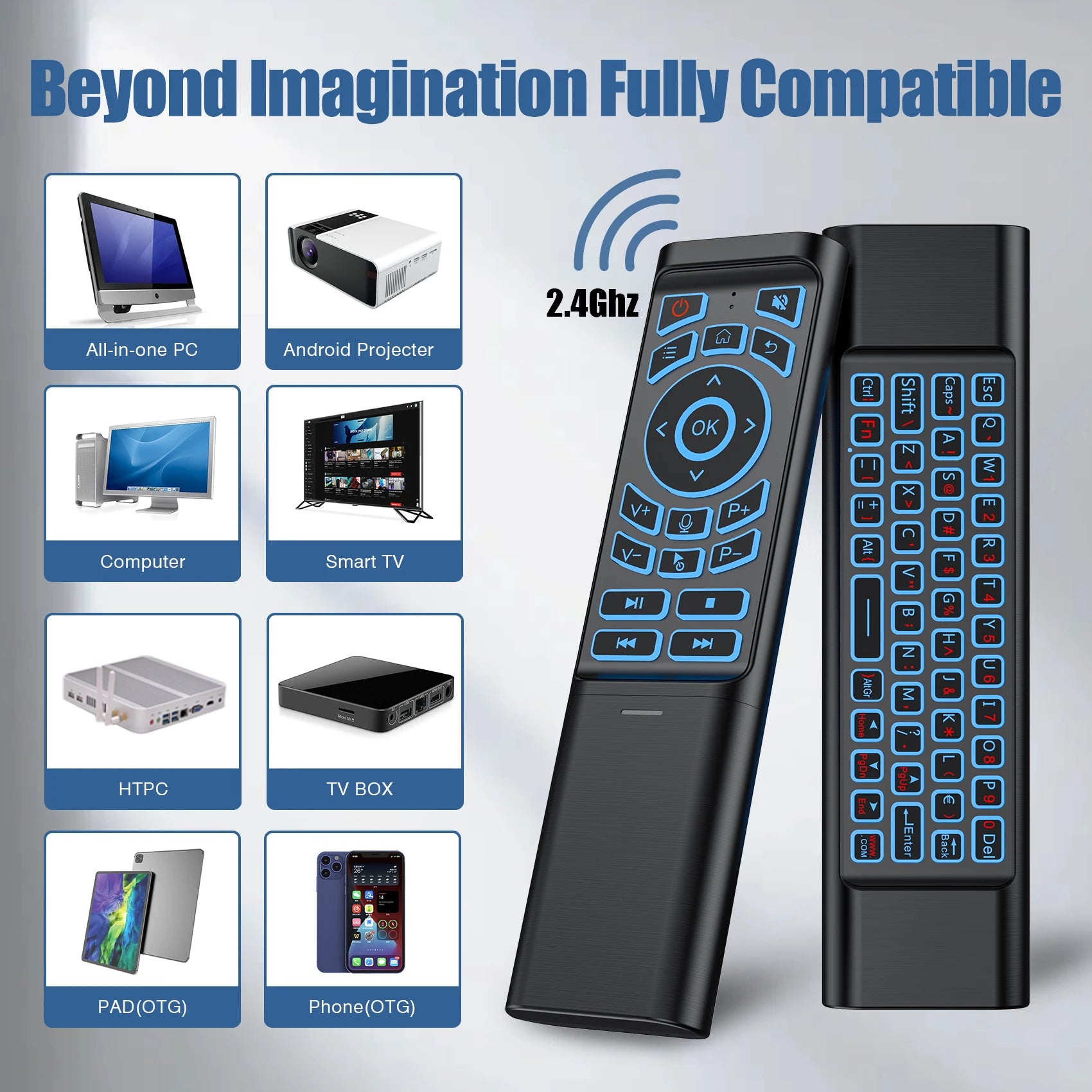 IPazzPort Mini 2.4G/BT Remote Wireless Air Mouse Keyboard