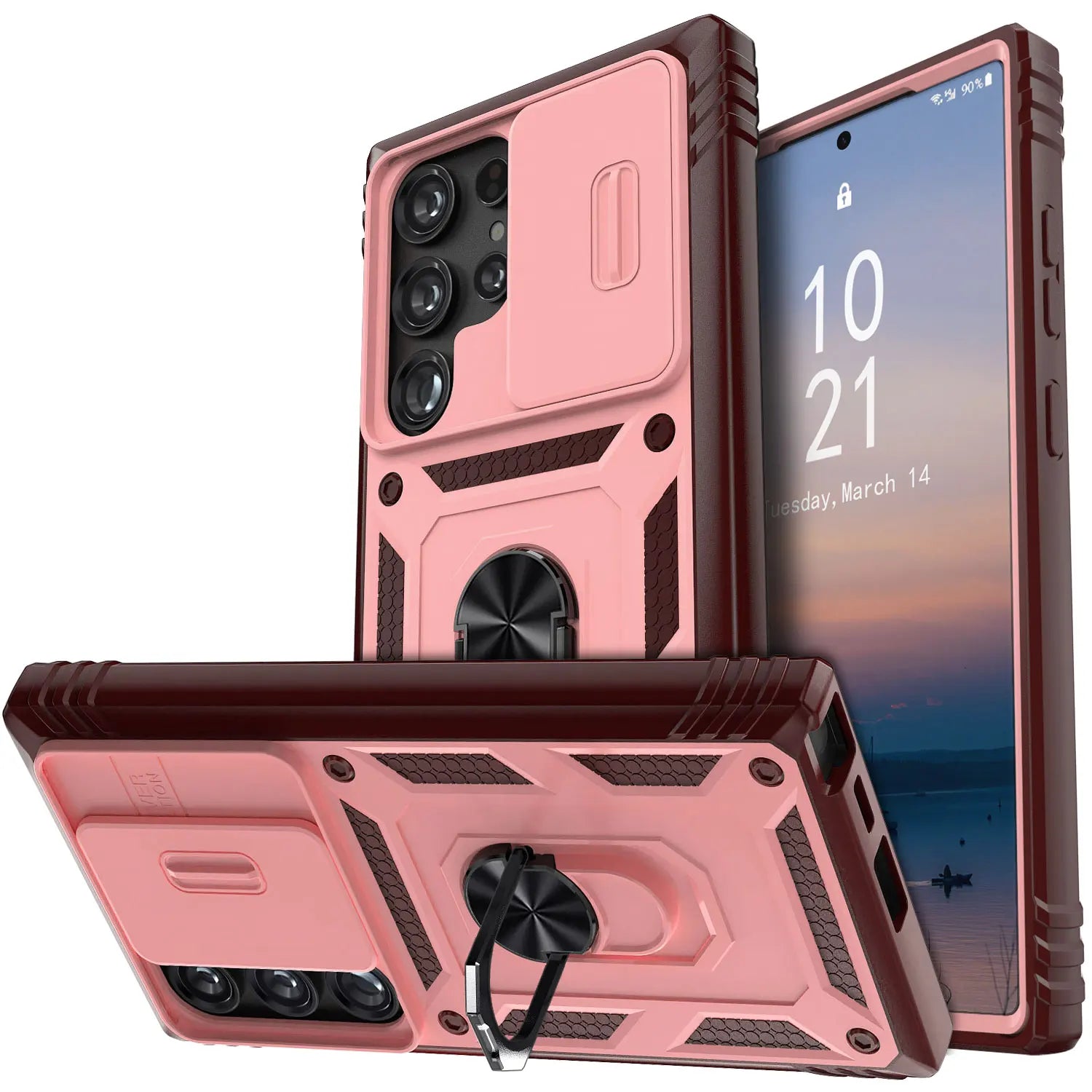 For Samsung Galaxy S22/22 Plus/S22 Ultra/S23/S23 Plus/S23 Ultra/S23 FE Phone Case Hybrid Ring Kickstand Camera Protection Cover