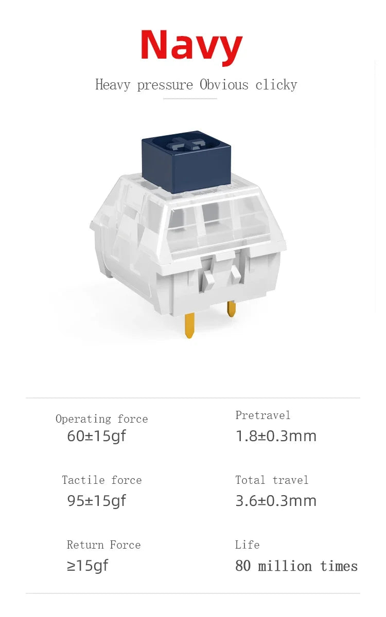 kailh box Jade box Navy Switch kailh  Clicky Tactile Switches Mechanical keyboard Gaming Switch Heavy pressure hands  Jade Navy