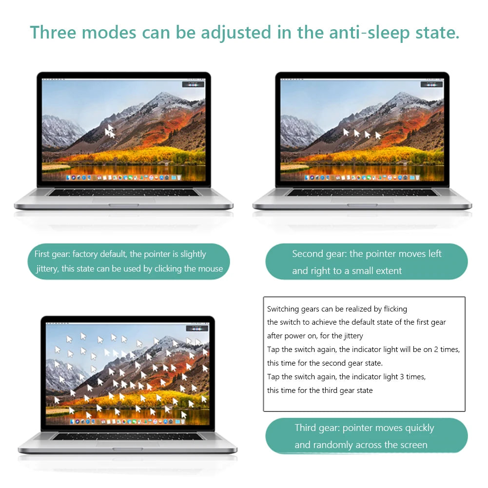 Mouse Jiggler Undetectable Automatic Mover USB/C Port Undetectable Automatic Shaker Keeps Computer Awake Simulate For PC Laptop