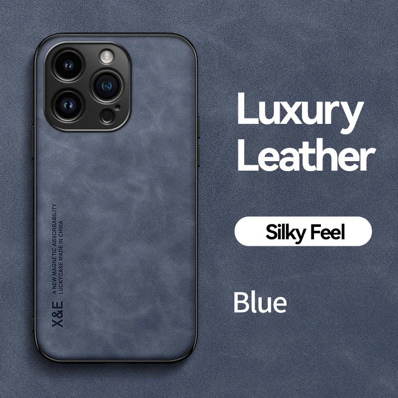 Luxury Magnetic Leather Case For iPhone 16 15 14 13 12 11 Pro Max Mini Plus XR XS X SE 15Pro Shockproof TPU Silicone Back 2026