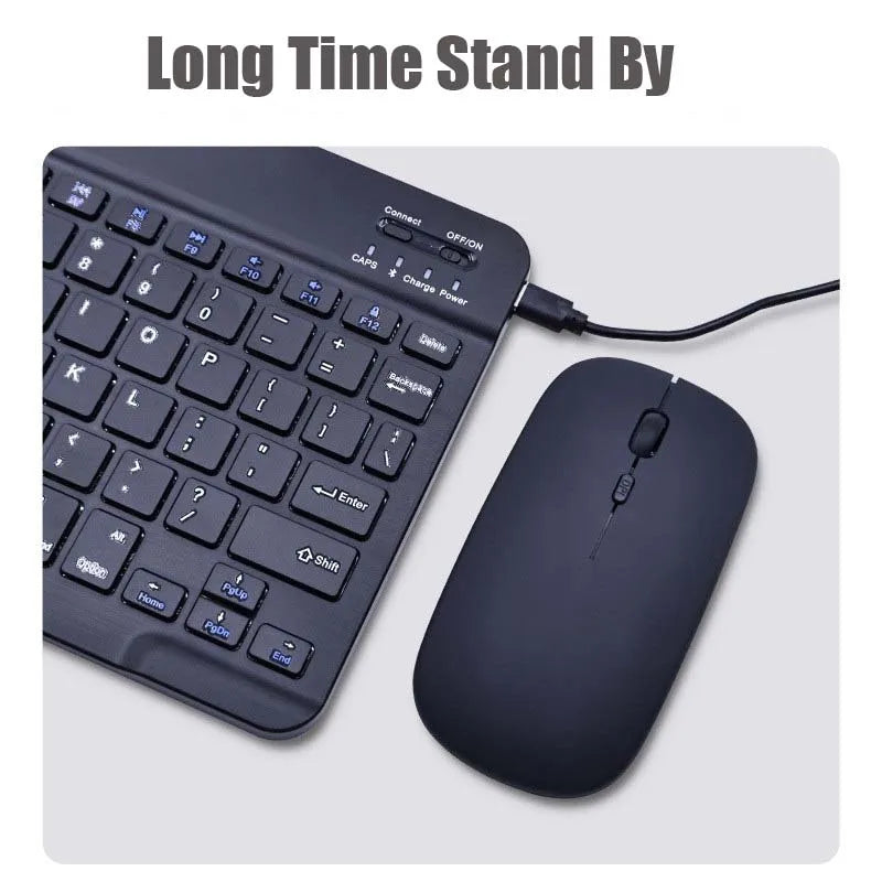 with Bluetooth Keyboard Mouse for Tablet PC 78Key 10inch Rechargeable Wireless Keyboard 1200dpi Mice Set Combo for Laptop