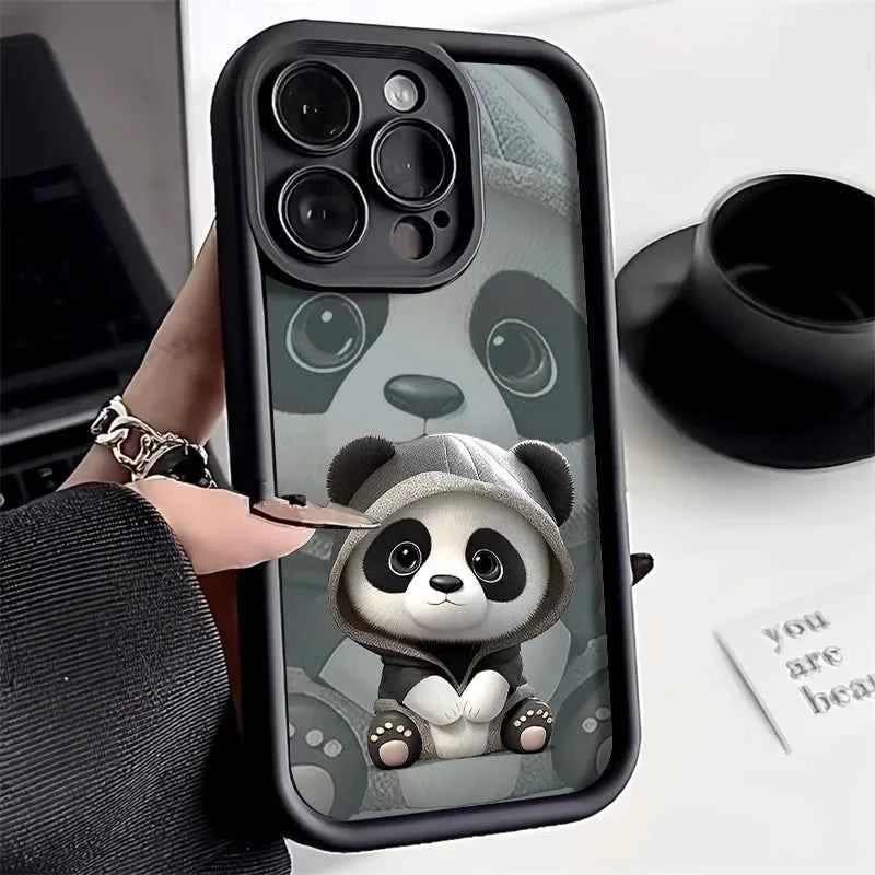 Panda Soft TPU Case For iPhone 15 Pro Max Cases iPhone 16 13 14 11 12 7 8 Plus SE  15promax 15pro 16pro 16promax Cover Funda