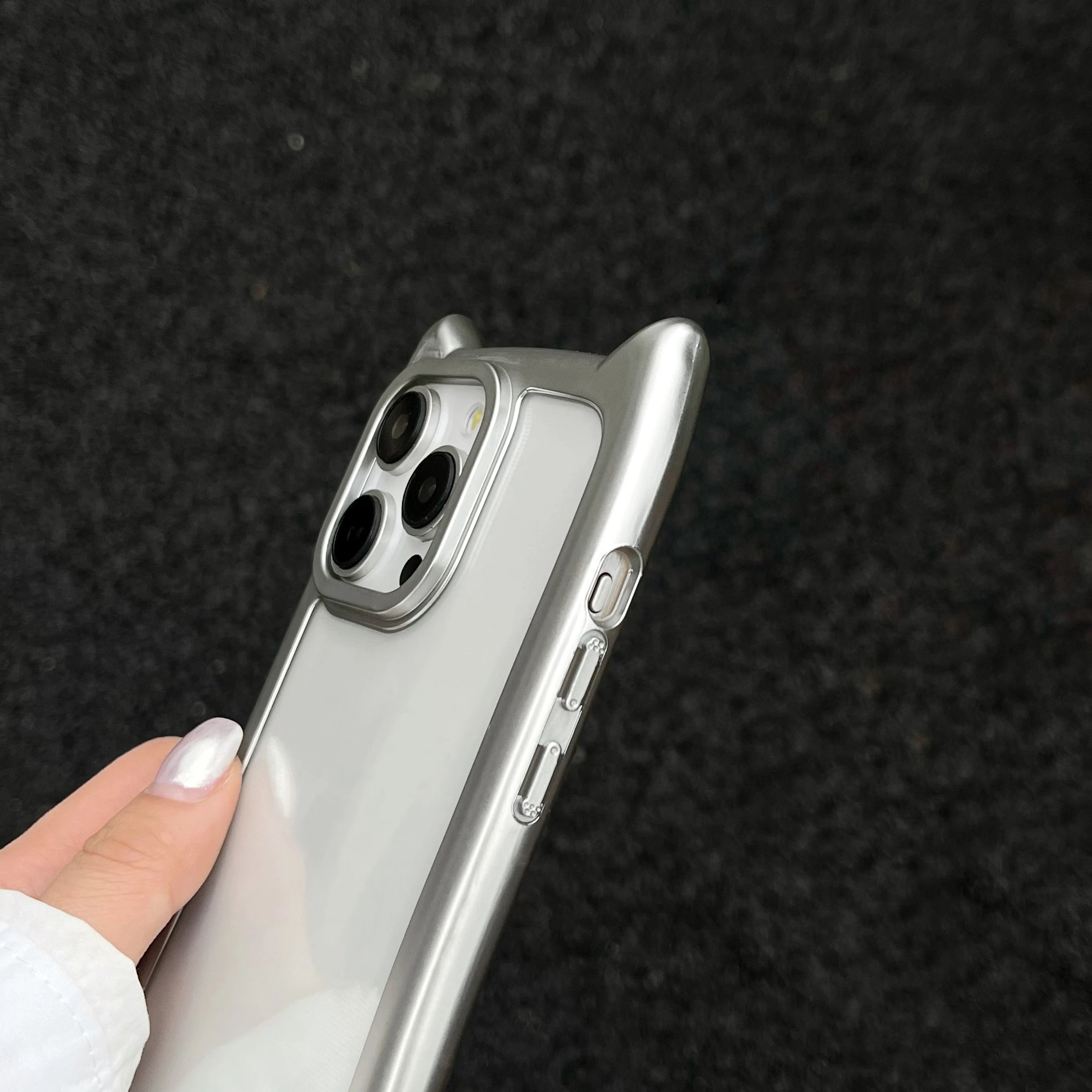 Luxury Plating Soft Silicone Cute Cat Ears Armor Bumper Case For iPhone 17 Air 16 15 14 13 12 11 Pro Max Plus Shockproof Cover