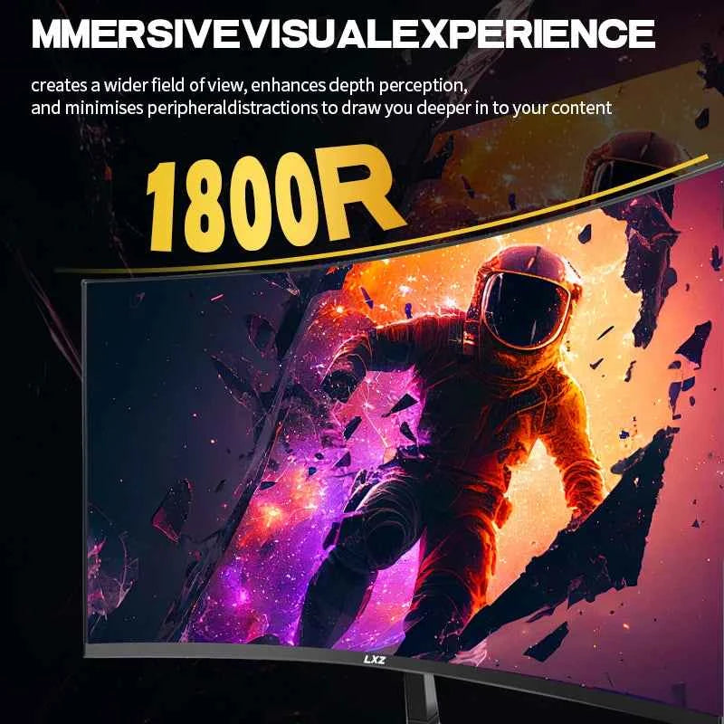 LXZ Curved 32 Inch Gaming Monitor 1800R, 2K QHD 165hz Frameless Display ...