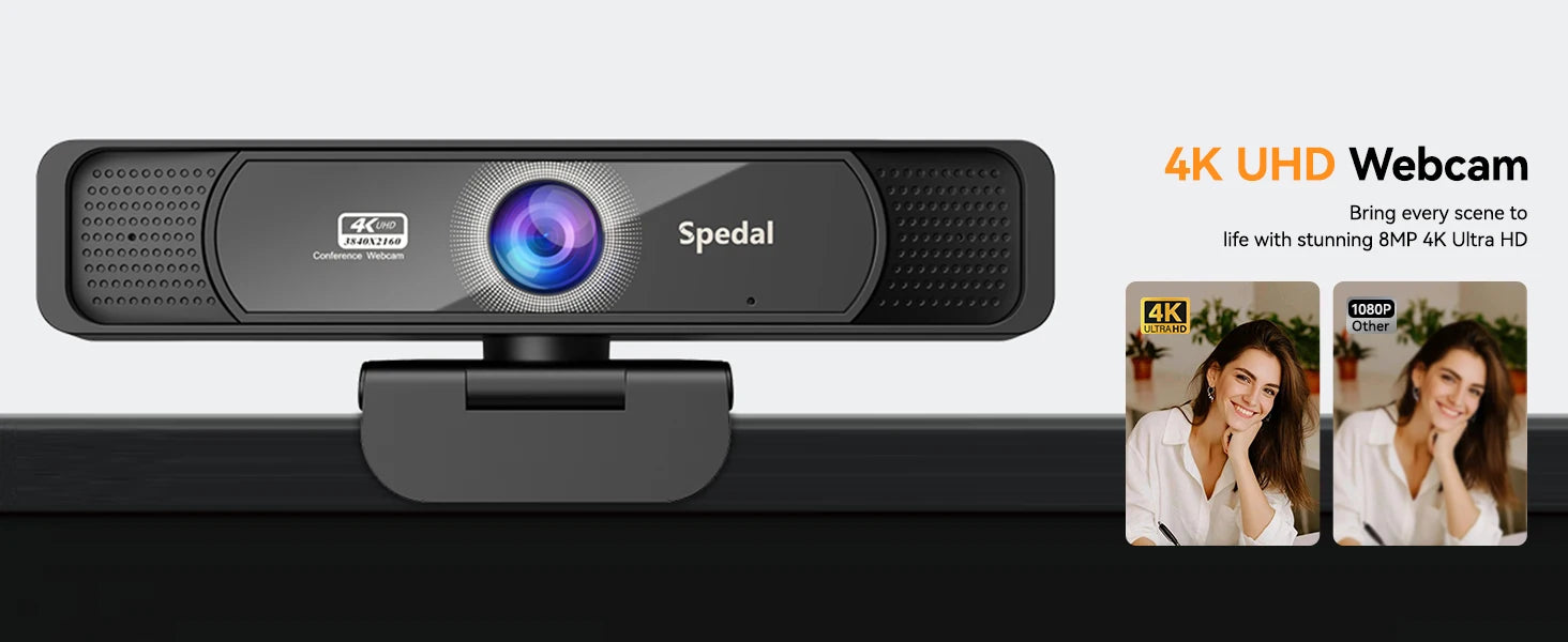 4K HD Webcam 30FPS with Microphone & Remote – 120° Wide Angle USB Camera for Streaming, Zoom, PC, Windows, Mac & Linux.