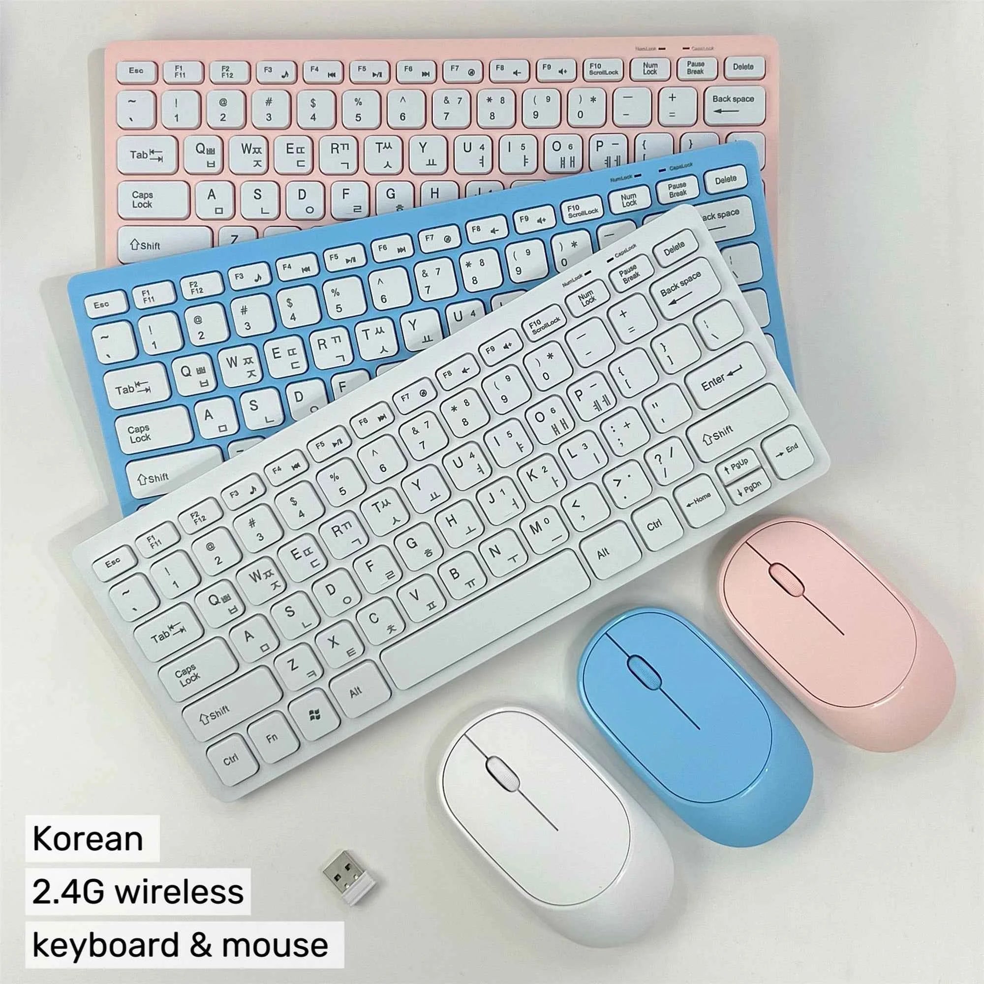 French Spanish Russian Korean 2.4G Wireless Keyboard and Mouse Mini Combo Set For Notebook Laptop Mac Desktop PC Computer