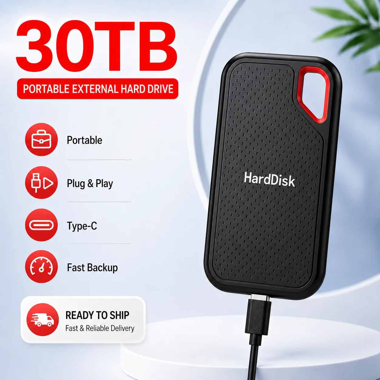 External Portable SSD 1TB Solid State Hard Drive 2TB Reliable Data Storage Disk for  PC/Mac/Phone