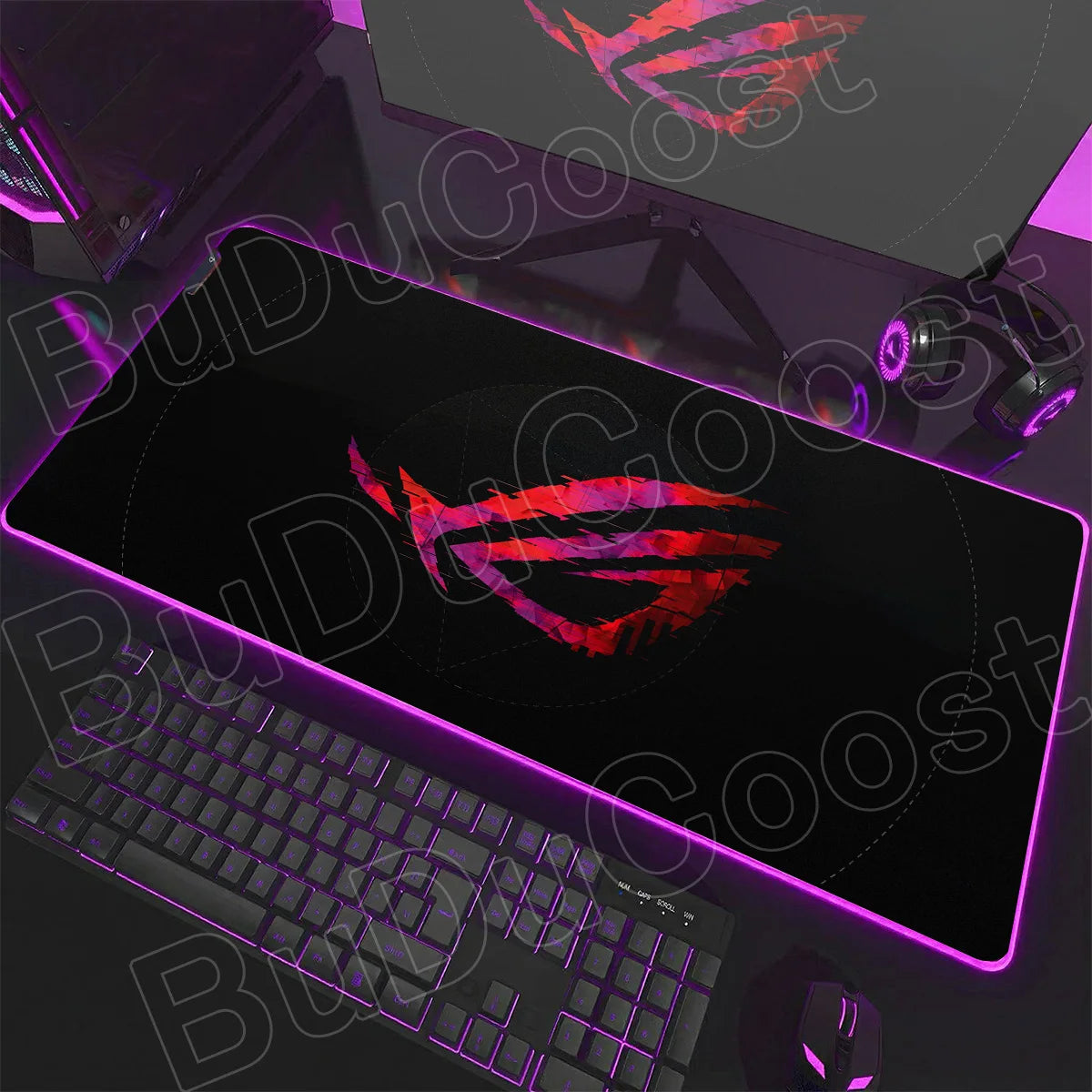 600x300x3mm RGB Gamer Glowing HD Keyboard Mat Asus Office Table New ROG Art Design Colorful LED Mouse Pad Rubber Non-slip Carpet