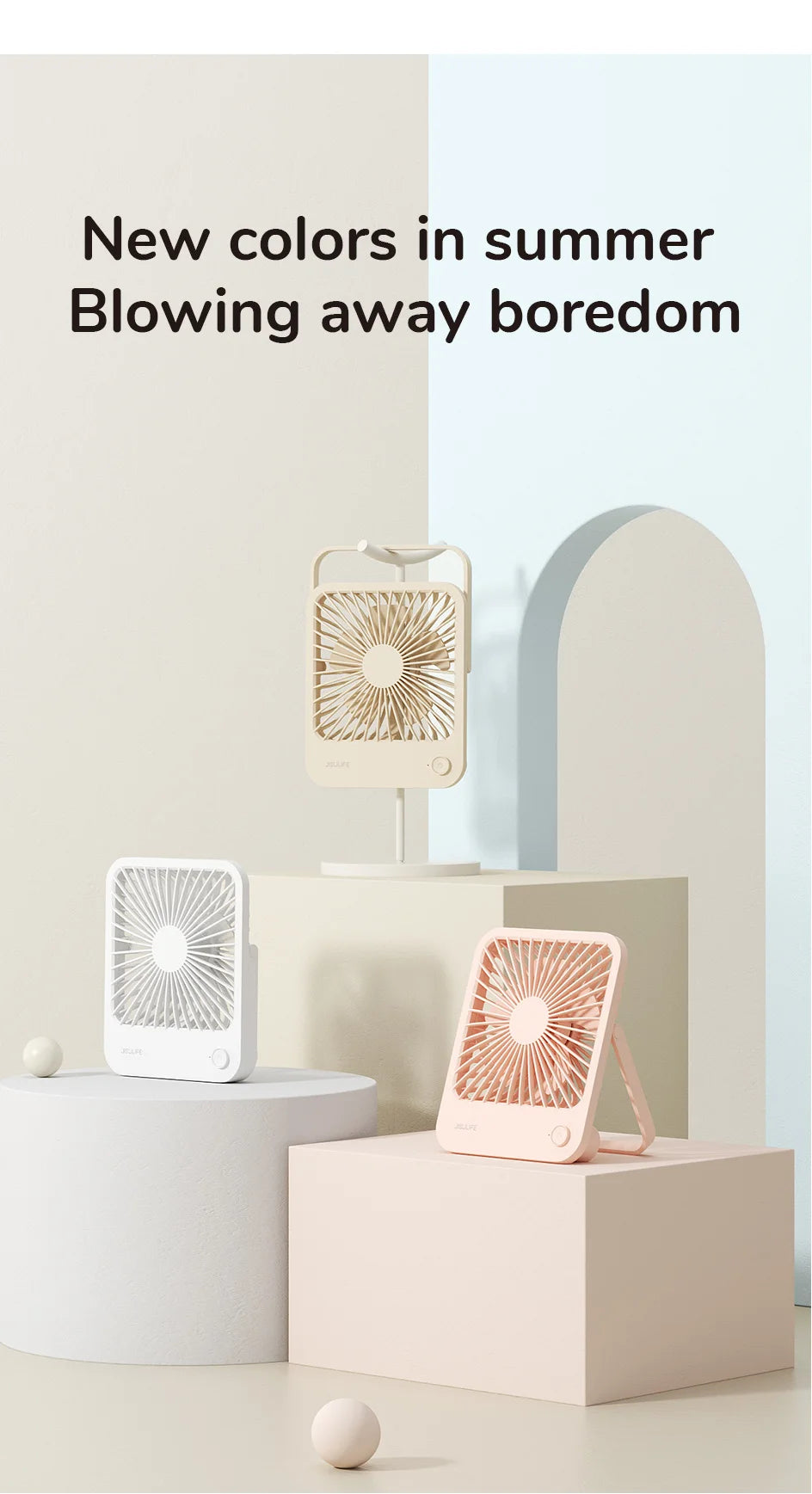 JISULIFE Portable Small Desk Fan Ultra Quiet Table Fan USB Rechargeable  Cooling Fan With 4 Speed Powerful Wind Offices Fan