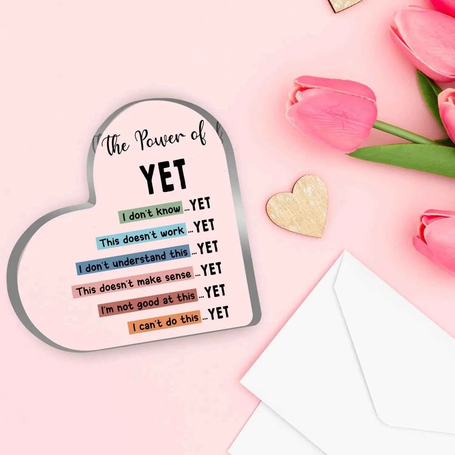 The power of yet,Growth mindset sign, Acrylic Heart Keepsake,Therapy Office Decor,Counselor office decor, mental health sign