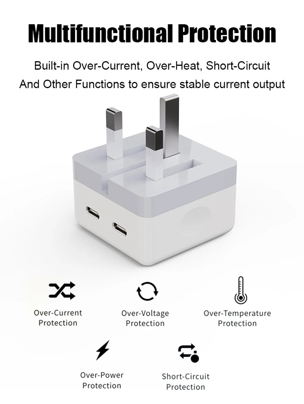 35W Dual USB C Port Fast Charger Foldable Type C Fast Wall Charger UK US Plug For iPhone 17 16 15 Pro Max 13 iPad Power Adapter