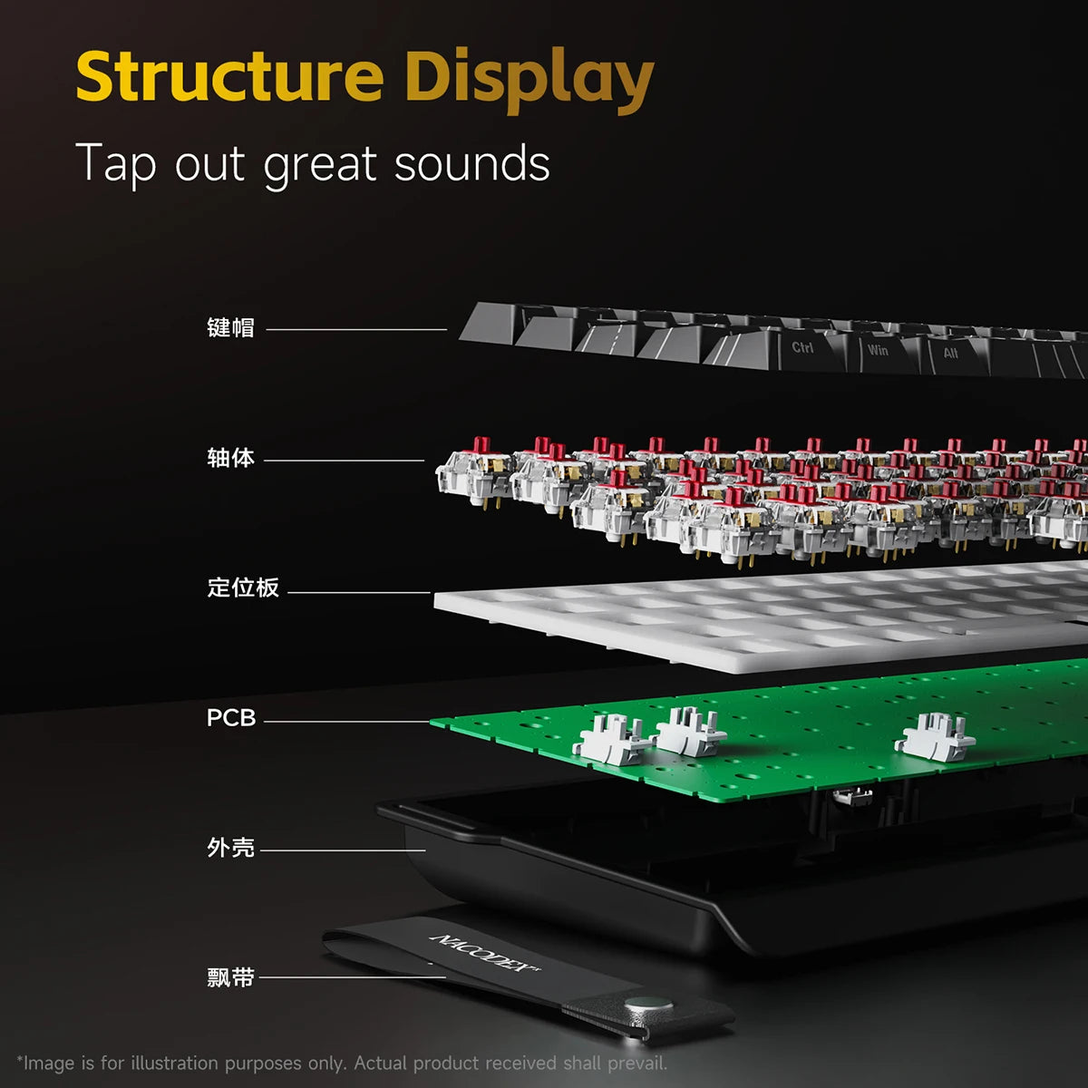 AJAZZ NK68 V2 gaming mechanical keyboard features hot-swappable keys, color backlighting, and is portable for office use