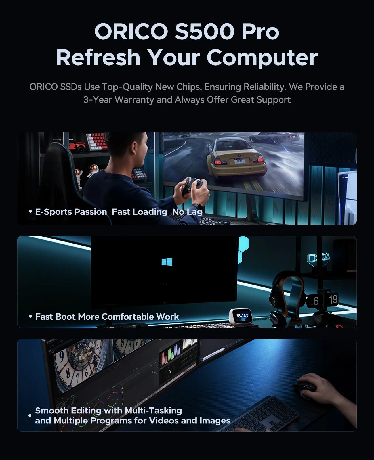 ORICO SATA III SSD 2.5” Internal Solid State Drive Aluminum NAND 1TB 4TB UP to 550MB/s for Upgrade PC Laptop Desktops S500PRO - WinSupport Tech