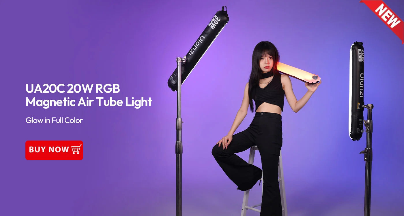 Ulanzi UA12 12W Inflatable TPU Air Tube Light 2700K-6500K Bi-Color Portable Pocket Light Stick Magnetic Mount for Livestreaming