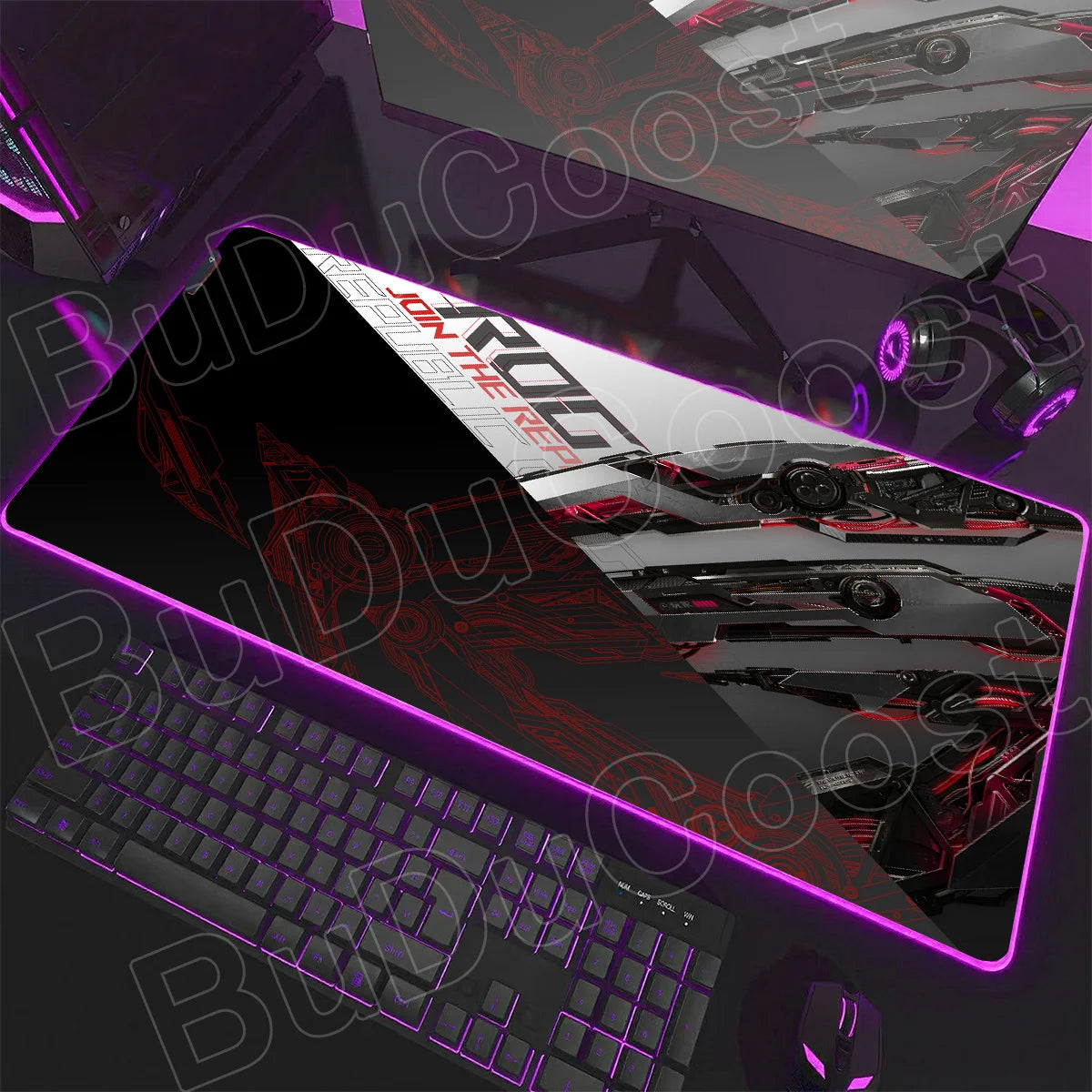 600x300x3mm RGB Gamer Glowing HD Keyboard Mat Asus Office Table New ROG Art Design Colorful LED Mouse Pad Rubber Non-slip Carpet