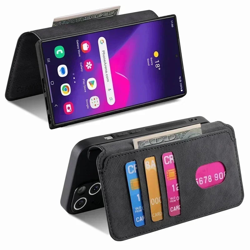 Magnetic 2 In 1 Detachable Flip Card Wallet Case For Magsafe Samsung Galaxy S26 S25 S24 S23 FE S22 S21 Ultra Note20 Plus A56 A36
