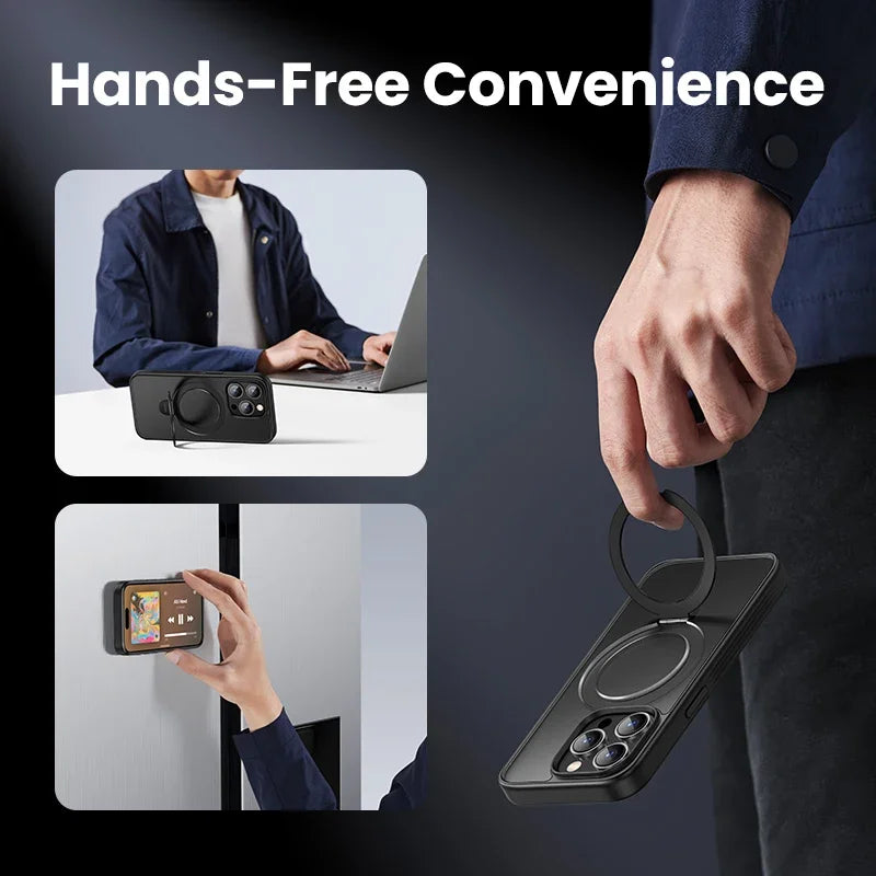 Magnetic Stand Case for iPhone 15 Pro Max Shockproof Cover for iPhone 15 Pro Case with Kickstand Ring
