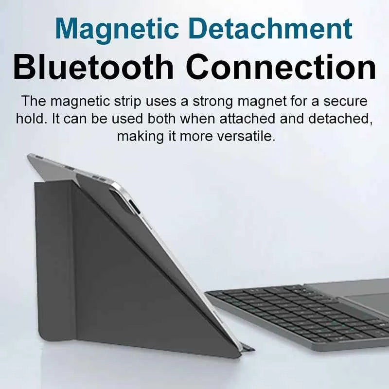 Multi-functional Wireless Bluetooth 5.0 Folding Keyboard for Tablet/Phone/PC Detachable Leather Stand Touch Portable Keyboard