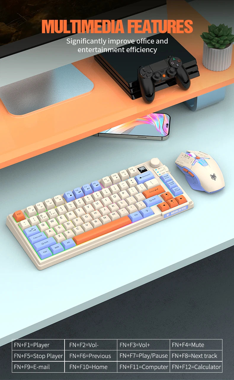 XUNFOX K920Wireless dual-mode Bluetooth keyboard and mouse set game office laptop universal keyboard and mouse