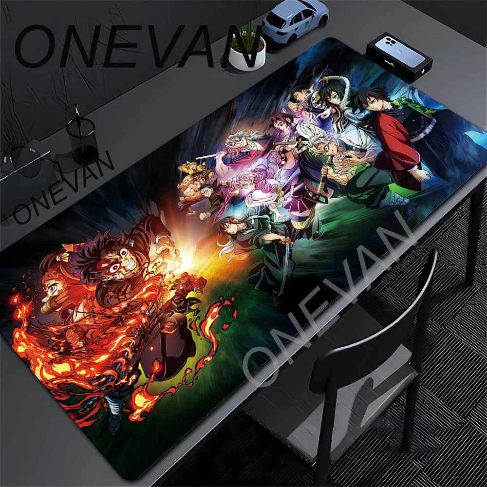 Large Mouse Pad Demon Slayer Nezuko Cute Anime Mousepads Kawaii Table Mats Office Accessories Deskmat Rubbe Lockedge Mouse Mat