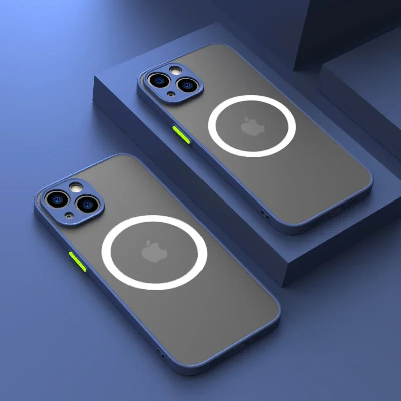 for iPhone 16 15 14 13 12 11 Pro Max Plus Mini XS XR SE 7 8 Case Wireless Charge Magnetic Magsafe Skin Matte Cover Shell Fundas