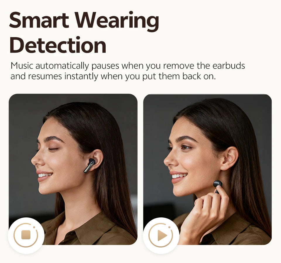 QCY AilyBuds E50 HT11 Wireless Earphones Hi-Res Adaptive Hybrid ANC Headphone Bluetooth 6.0 Spatial Sound Earbuds 11mm Drivers