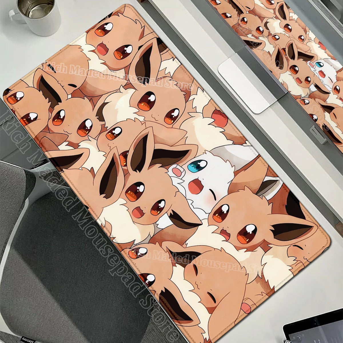 Game Card Pad Gaming Carpet Anime Keyboard Pad Pokemon Eevee Mousepad Gamer Mouse Pads Laptop Extended Desk Mat PC Cabinet Rug