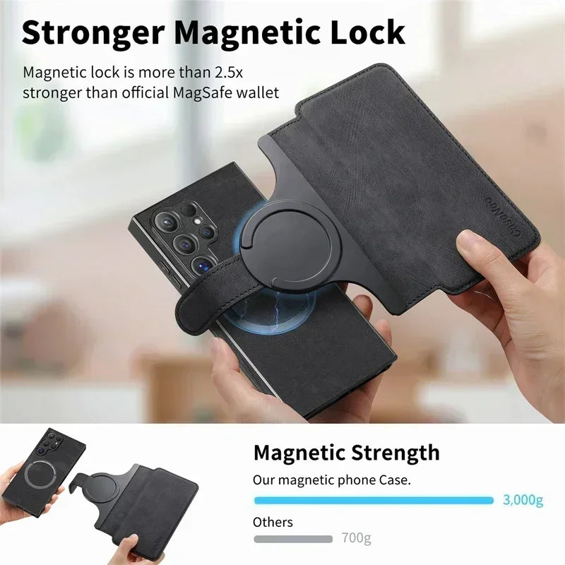 Magnetic 2 In 1 Detachable Flip Card Wallet Case For Magsafe Samsung Galaxy S26 S25 S24 S23 FE S22 S21 Ultra Note20 Plus A56 A36