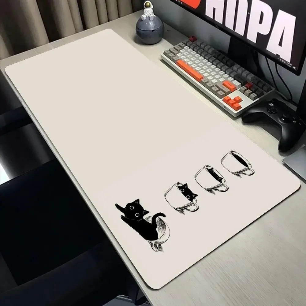 Funny black cat Mouse Pads Cute Cat Computer XXL Mausepad Company Desk Pad Large Kawaii Cushion Office Accessories Rug 300X600