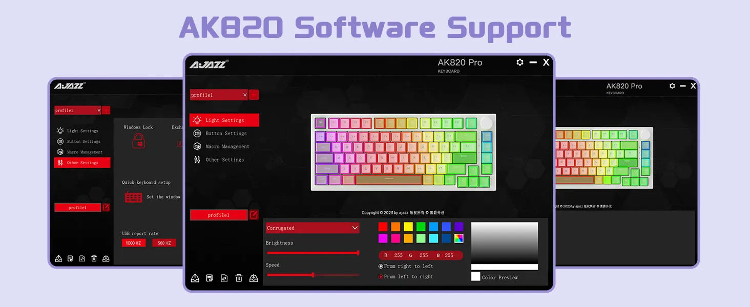 A.JAZZ AK820 Hot Swappable Mechanical Keyboard,75% TKL RGB Backlit Wired Gaming Keyboard with Knob Control,Poron Foam