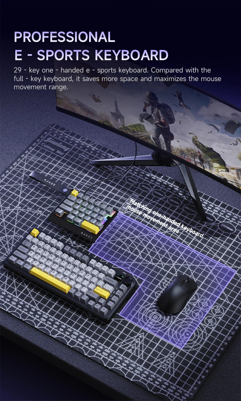 AK029 Wired Gaming Keyboard, 20 RGB Modes, 29 Keys, Hot-Swappable, Aluminum Panel