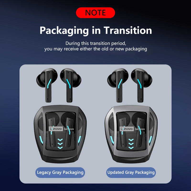Lenovo GT100 True Bluetooth 6.0 Earphones Esports Gaming Wireless Headphone Low Latency HiFi Sound Music Earbuds Long Endurance